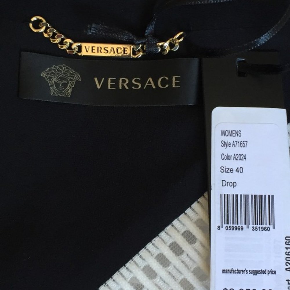 NWT! Versace Black & White Silk Crepe Jacket - Picture 2 of 5